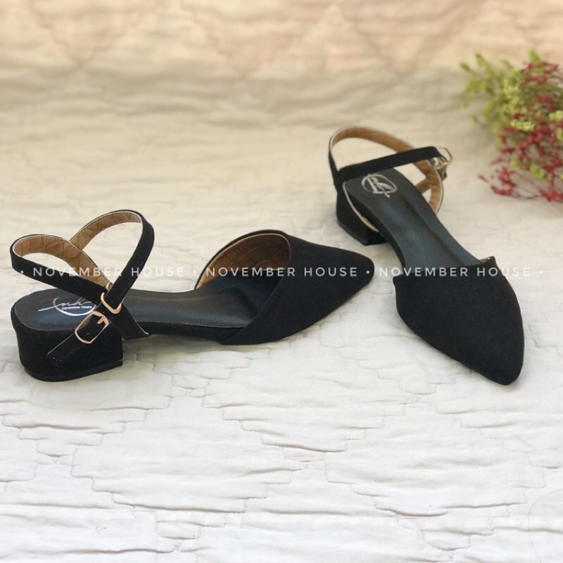 Sandal kiểu dáng sabo gót thấp mũi nhọn thiết kế trẻ trung thời trang nữ - SB19 - November House