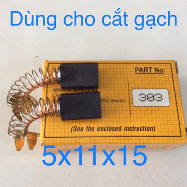 THAN CARBON- CHỔI THAN CARBON MÃ 303 ĐỘ DẦY 5mm NGANG 11mm DÙNG CHO MÁY CẮT GẠCH