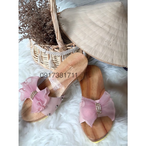 Guốc mộc cao gót 6cm cho bé gái