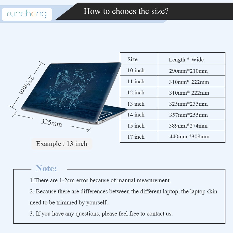 Nhãn dán nhiều họa tiết dễ thương trang trí cho máy tính xách tay Acer Asus Dell Lenovo 12/ 13/ 14/ 15/ 17 Inch