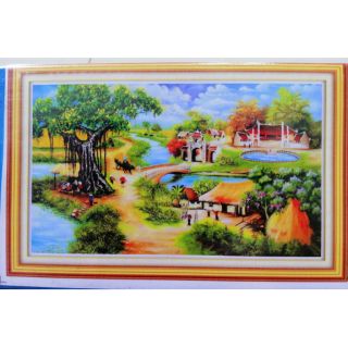 Tranh đính đá Cây đa Giếng nước Sân đình HD319