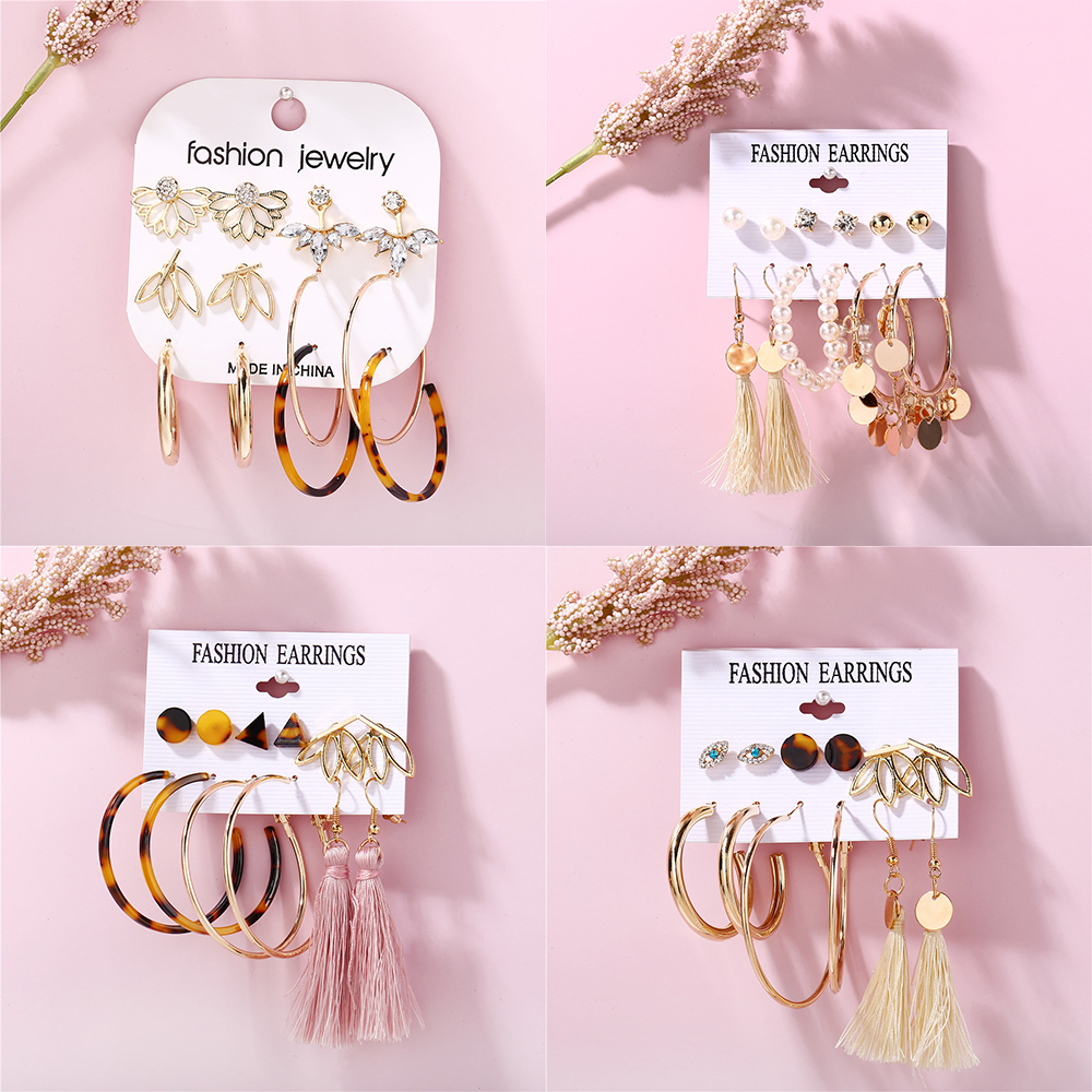 Bộ 6 cặp khuyên tai AY thời trang dành cho nữ