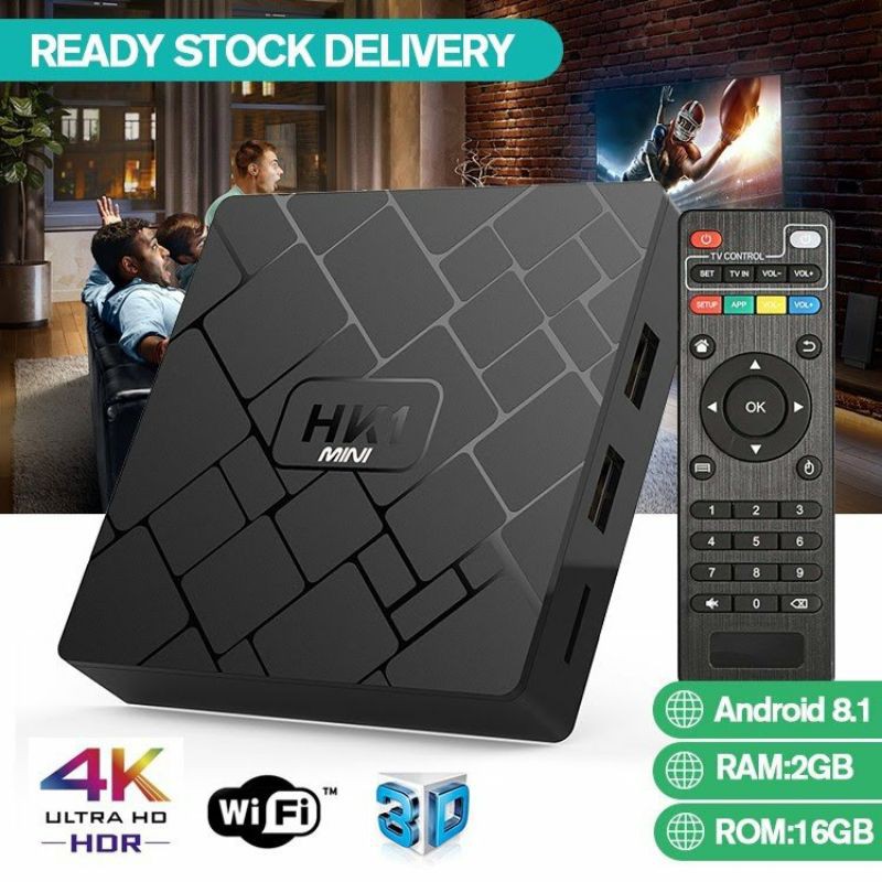 AndroidTV box HK1mini -  Rom ATV 8.1 Ram 2G, Rom 16Gb. Add sẵn tk MyK+ hạn sử dụng 3 tháng