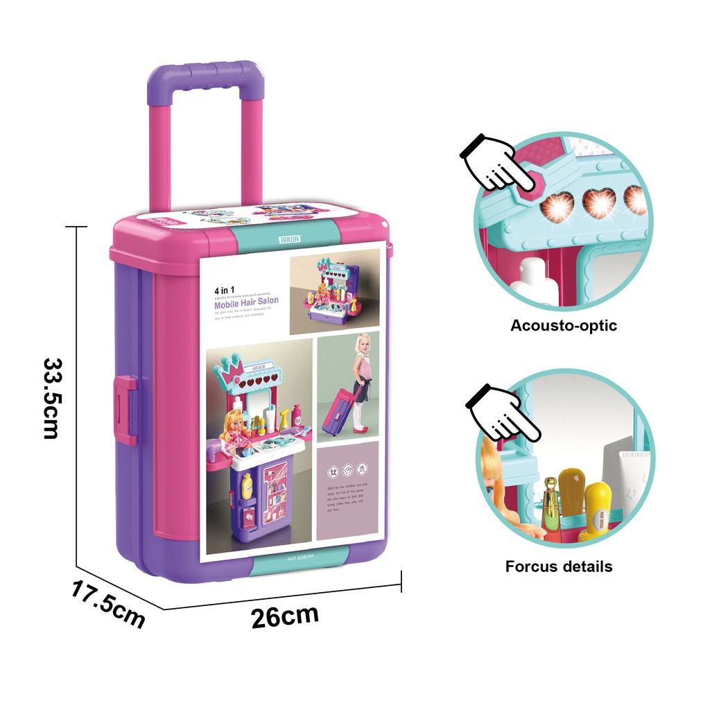 Đồ Chơi Trí Tuệ BOWA 8257 - Vali Trang Điểm Kèm Búp Bê 31 Chi Tiết, Tăng Tư Duy Sáng Tạo, Có Dùng Pin