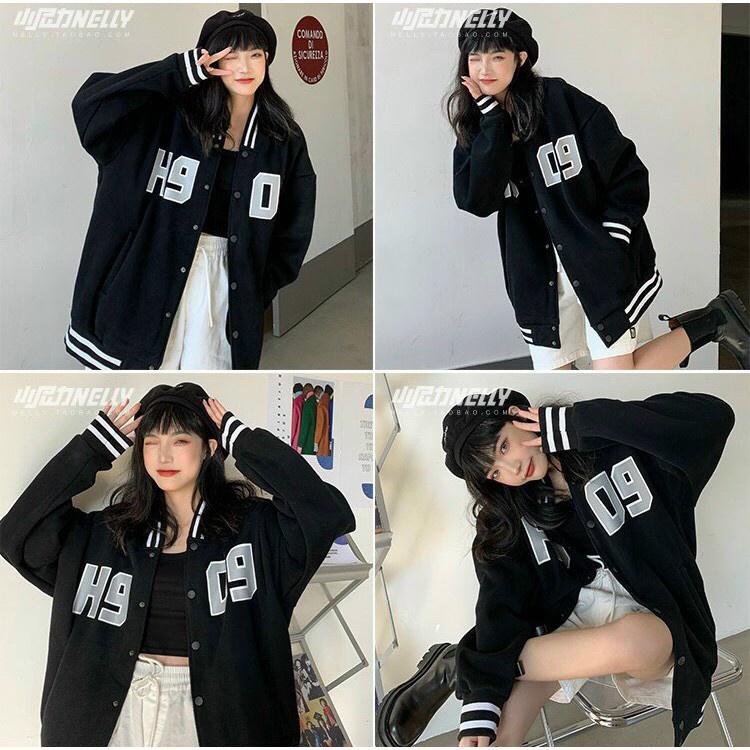 Áo khoác dù bomber bóng chày cúc bấm H9 09 thời trang phong cách Ulzzang Bavy Official