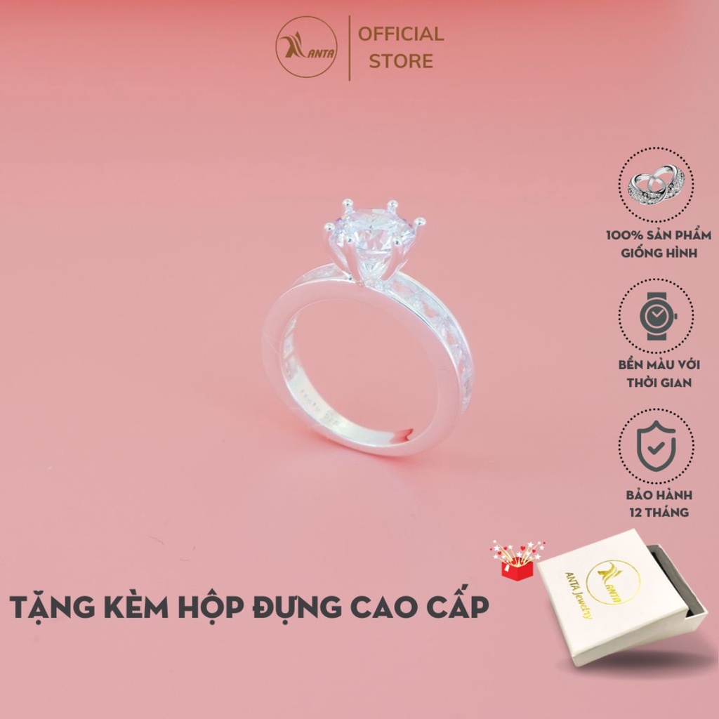 Nhẫn bạc Ý 925 , đính Kim Cương nhân tạo đẳng cấp ANTA Jewlery ATJ5507P