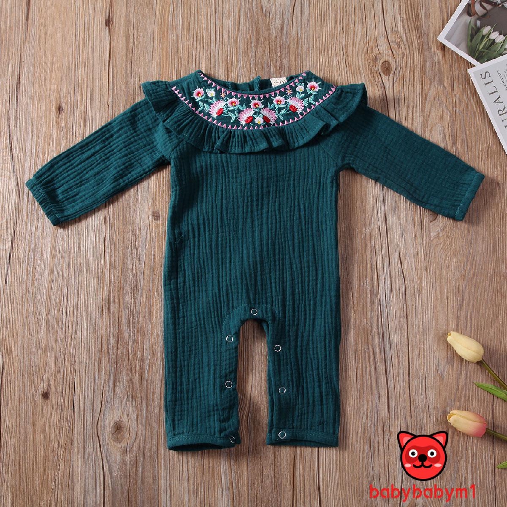 Jumpsuit Tay Loe Thêu Hoa Thời Trang Dành Cho Nữ 0-18 Tháng Tuổi