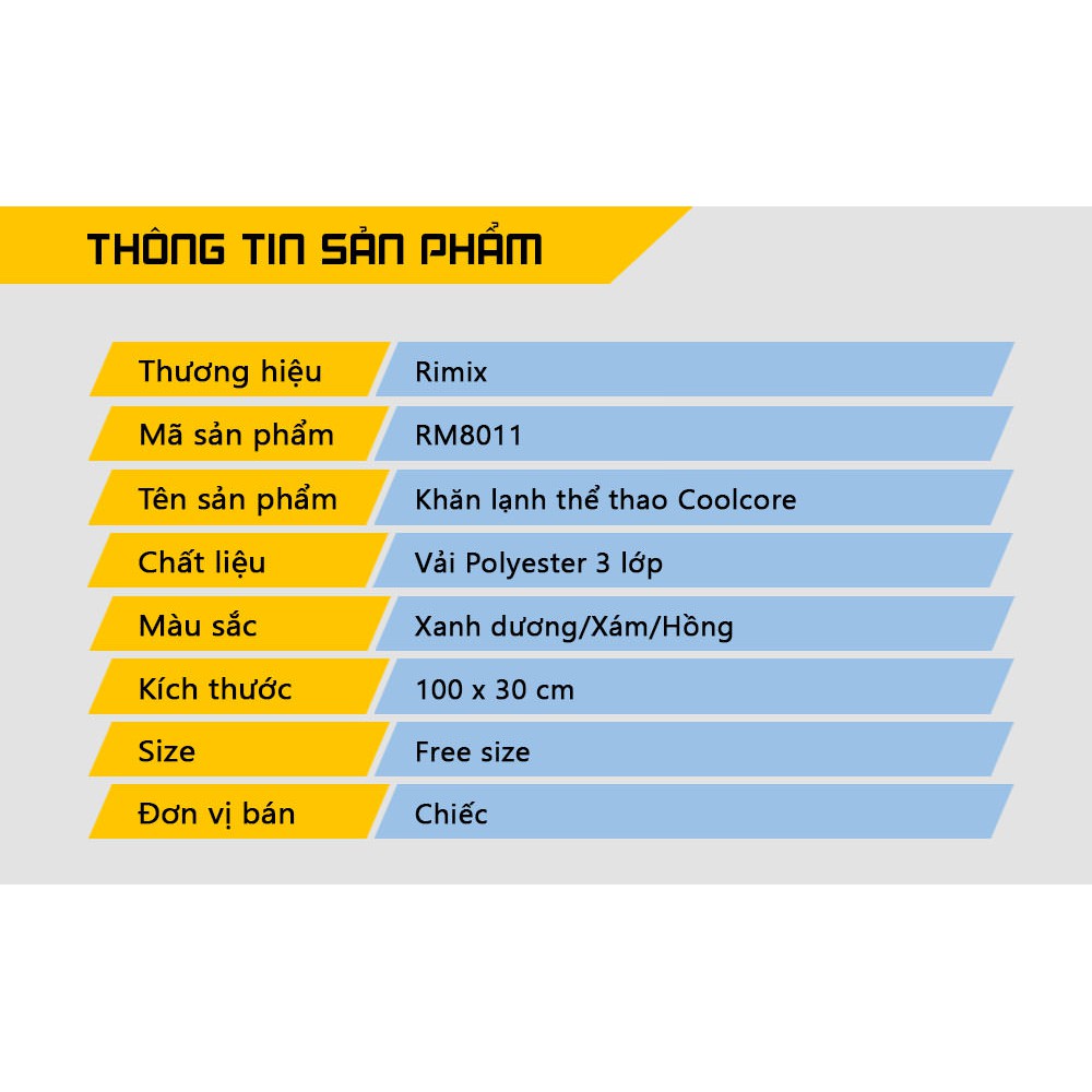 Khăn Lạnh Thể Thao, Khăn Tập gym chạy bộ thấm hút mồ hôi, Mát lạnh RIMIX RM8011