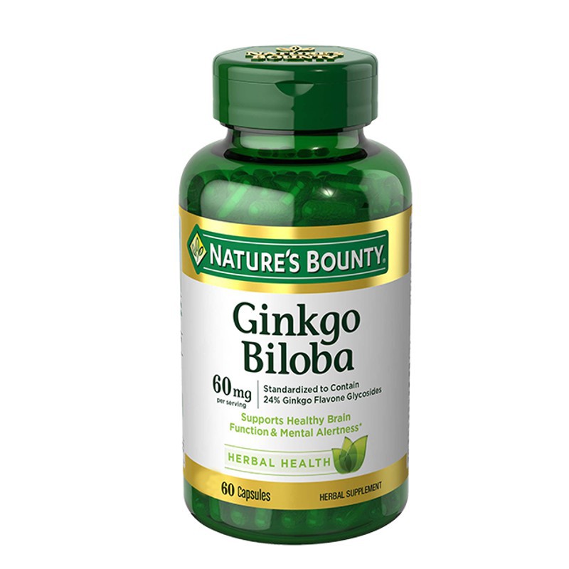 Thực Phẩm Chức Năng Giúp Tăng Cường Tuần Hoàn Não Nature's Bounty Ginkgo Biloba (60mg) hộp 60 viên - 0304530