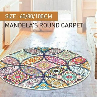 Thảm Tập Yoga Hình Tròn In Hoa Kích Thước 60 / 80 / 100 / 120cm