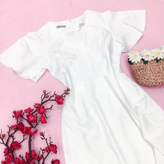 Đầm váy freesize trắng đuôi cá tùng bèo
