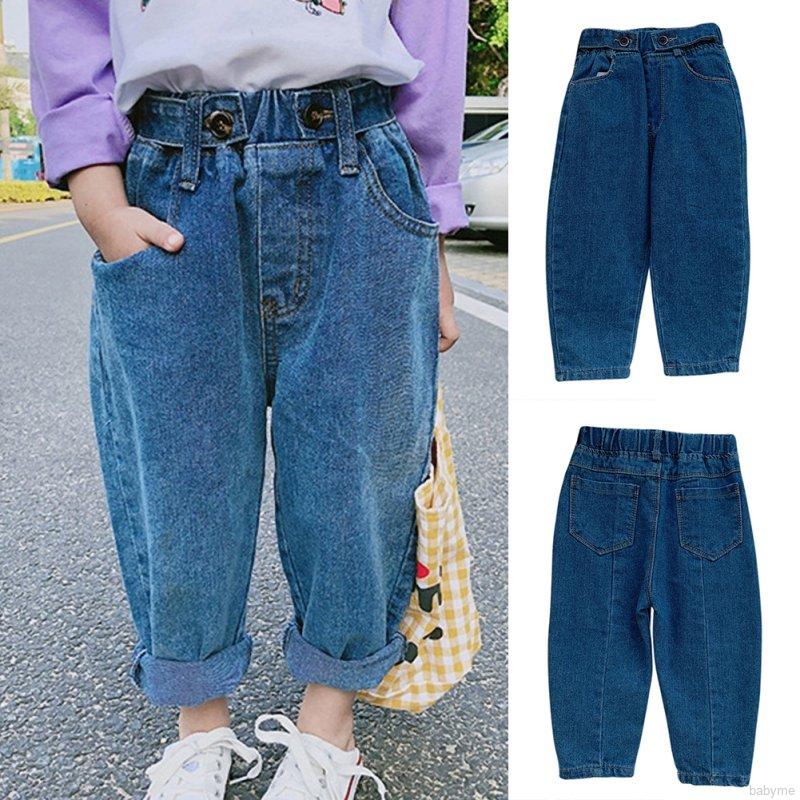 Quần Jeans Dài Lưng Thun Thời Trang Cho Bé Gái