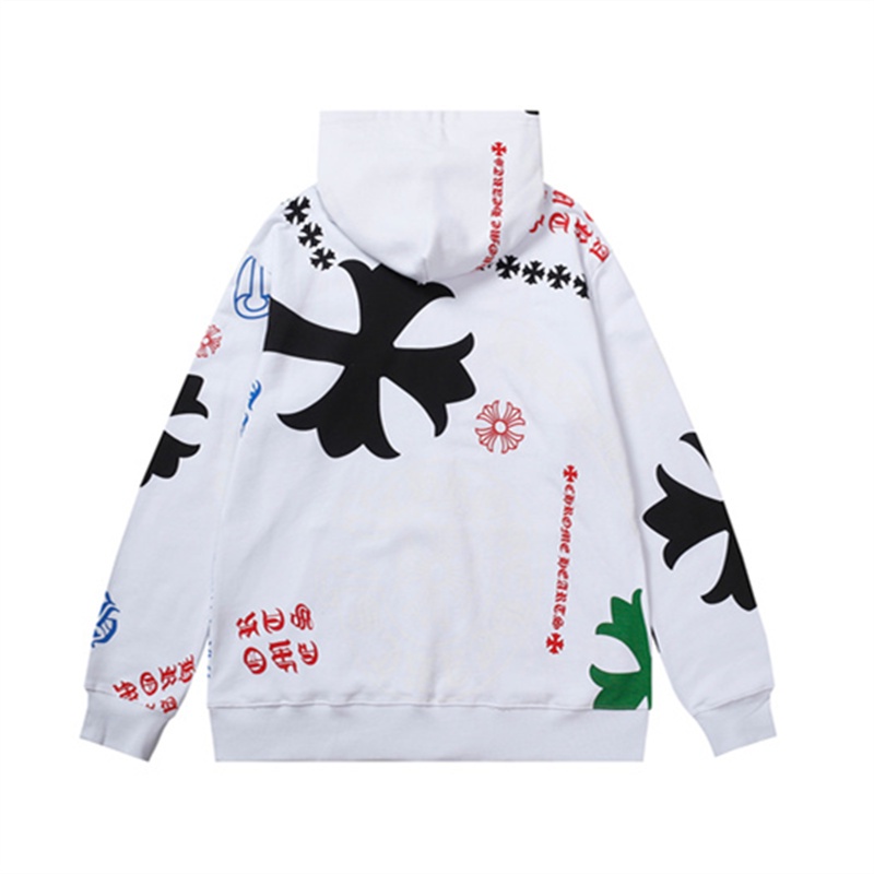 Áo Hoodie Thể Thao Bằng cotton Tay Dài In Chữ Thập Màu chrome hearts Phong Cách unisex plus size m-xxl