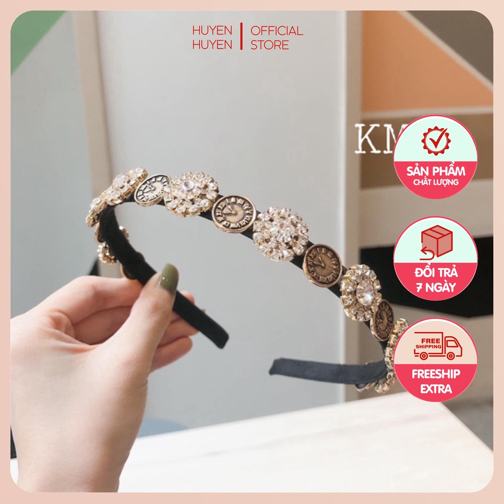 Bờm đá xinh Hàn Quốc hoạ tiết đồng xu phong cách