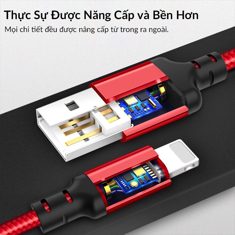 Dây Sạc Nhanh HOCO X14 Dây Dù Chống Đứt Gãy Dài 1m/2m Sạc Nhanh 2.4A Cho iPhone 7 Plus 8 Plus Xsmax X Xs 11 Pro Max 12