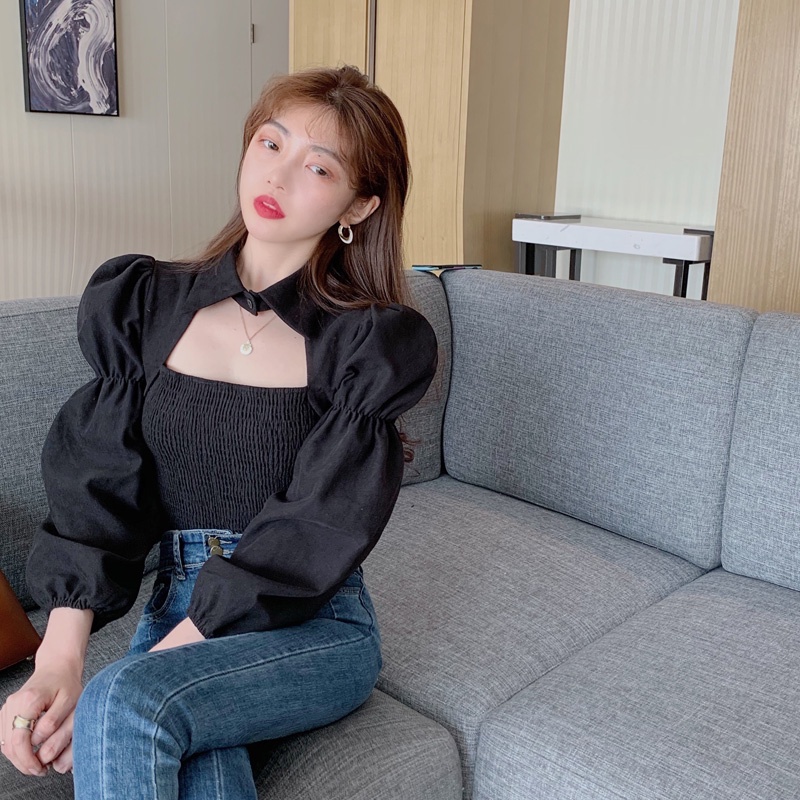 [HÀNG CÓ SẴN] có ảnh thật, áo kiểu cổ vuông cách tân dáng tay bồng hàng Quảng Châu | BigBuy360 - bigbuy360.vn