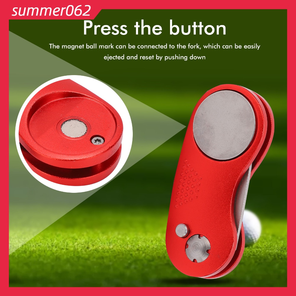 Dụng cụ sửa chữa Divot chơi gôn Nĩa không gỉ với nút bật lên Màu xanh lá cây