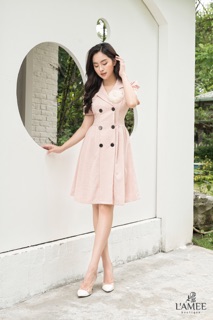 Đầm cổ vest hoa trà