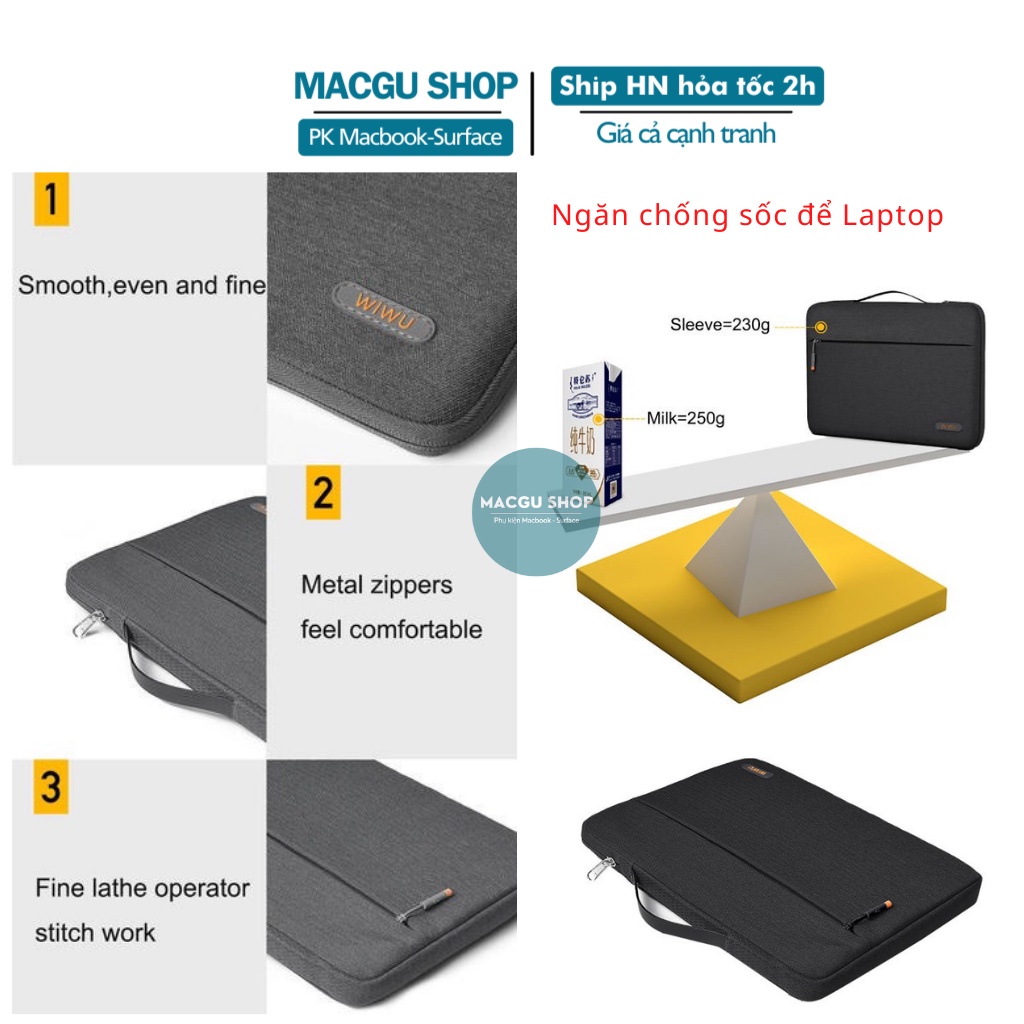 Túi chống sốc macbook laptop cao cấp Wiwu Pilot Sleeve. Túi xách cầm tay laptop macbook chống sốc, chống nước đủ dòng