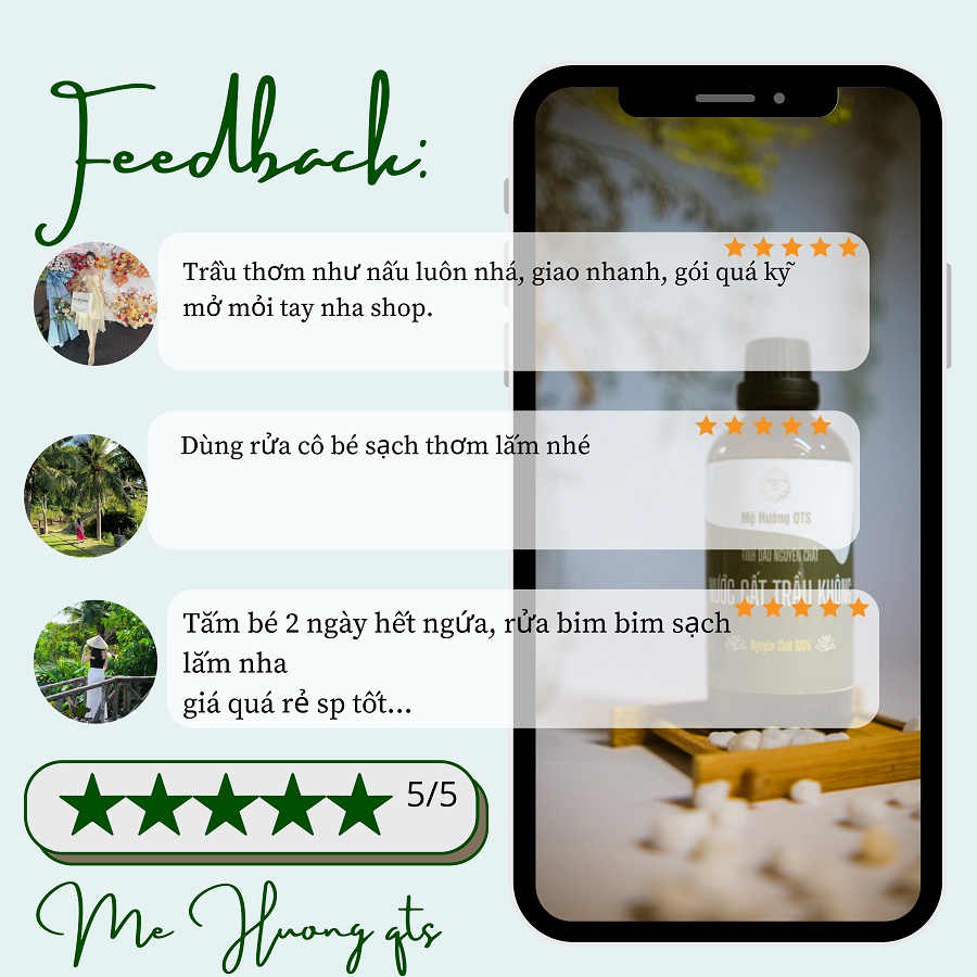 Nước Cất Trầu Không nguyên chất nhà nấu cho mẹ và bé sơ sinh dung dịch vệ sinh phụ nữ, rôm sảy 100ml