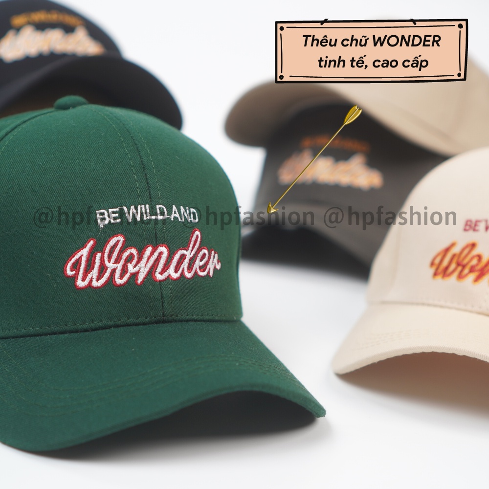 Mũ lưỡi trai ❤️ Nón kết thêu chữ Wonder chất kaki cao cấp form unisex nam nữ N68 - Happy Style