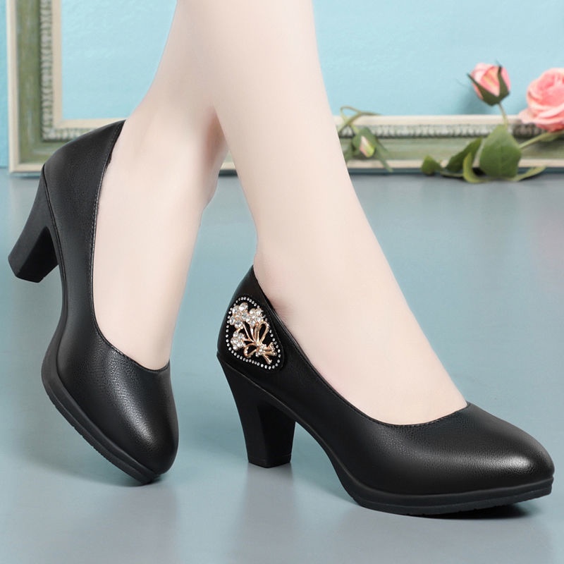 Giày Cao Gót Bằng Da Thật Thoải Mái Cho Phụ Nữ Trung Niên