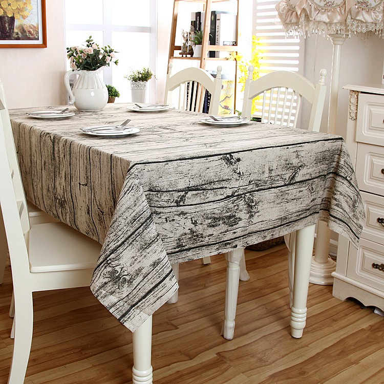 KB011 Vẫn gỗ xám Khăn trải bàn canvas SISTER'S họa tiết màu gỗ xám đậm vải bố trang trí bàn ăn