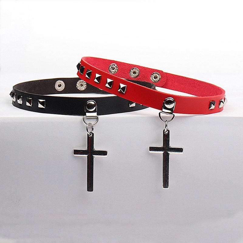 Vòng Cổ Choker Da Pu Phối Đinh Tán Phong Cách Punk Cổ Điển Thời Trang Cho Nữ