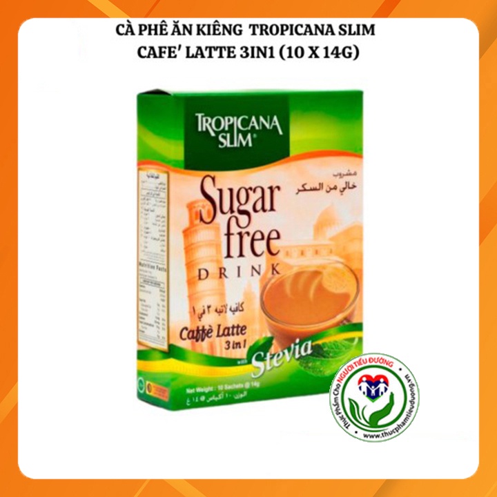 [Chính hãng] Cà phê ăn kiêng không đường chiết xuất từ lá cỏ ngọt Tropicana Slim Latte 140g (10 x 14g)