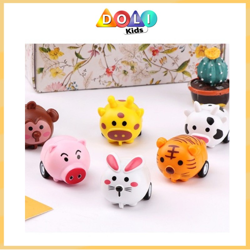 Đồ chơi con vật mini xe chạy dây cót dễ thương, mô hình xe ô tô nhỏ cho bé Doli Kids
