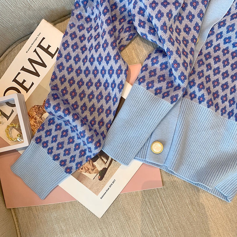 Áo Khoác Cardigan Dệt Kim Tay Dài Cổ Chữ V Màu Sắc Tương Phản Thời Trang Dành Cho Nữ  tao bao