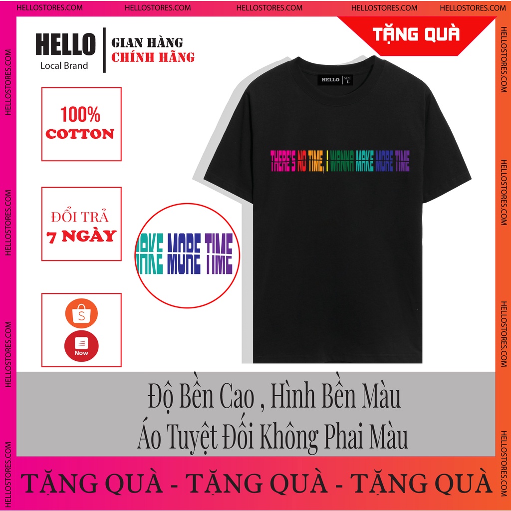 Áo Thun Nữ Nam Form Rộng Unisex Giấu Quần Áo Phông Tay Lỡ Cá Tính In Hình HELLO MORE TIME_Ap37 | BigBuy360 - bigbuy360.vn