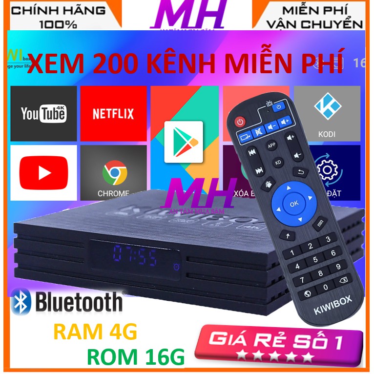 Đầu Android box Kiwi S10 Pro Ram 4G, 16G eMMc, Bluetooth 5.0, Wifi 5G - Hàng Chính Hãng
