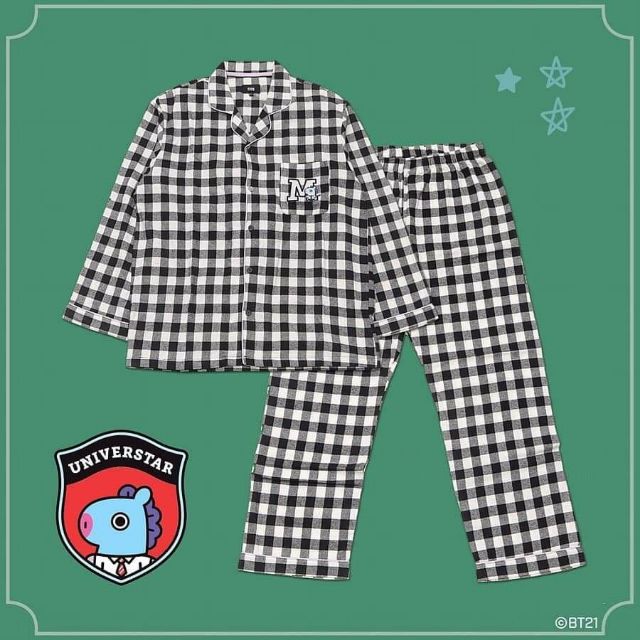 Bộ pyjama kẻ Hunt x BT21, Flannel Pajamas Hunt x BT21