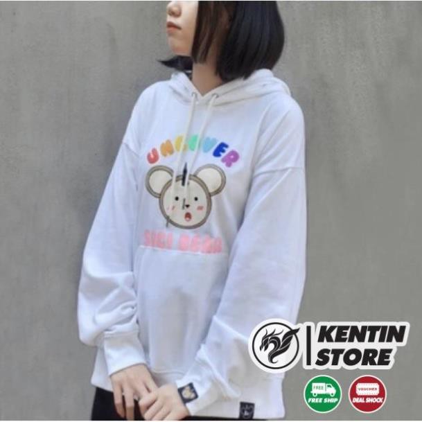 Áo Hoodie Không Xù lông Dành Cho Nam Nữ Có Mũ Chất Nỉ Form rộng Unisex Sici Bear tại KENTIN