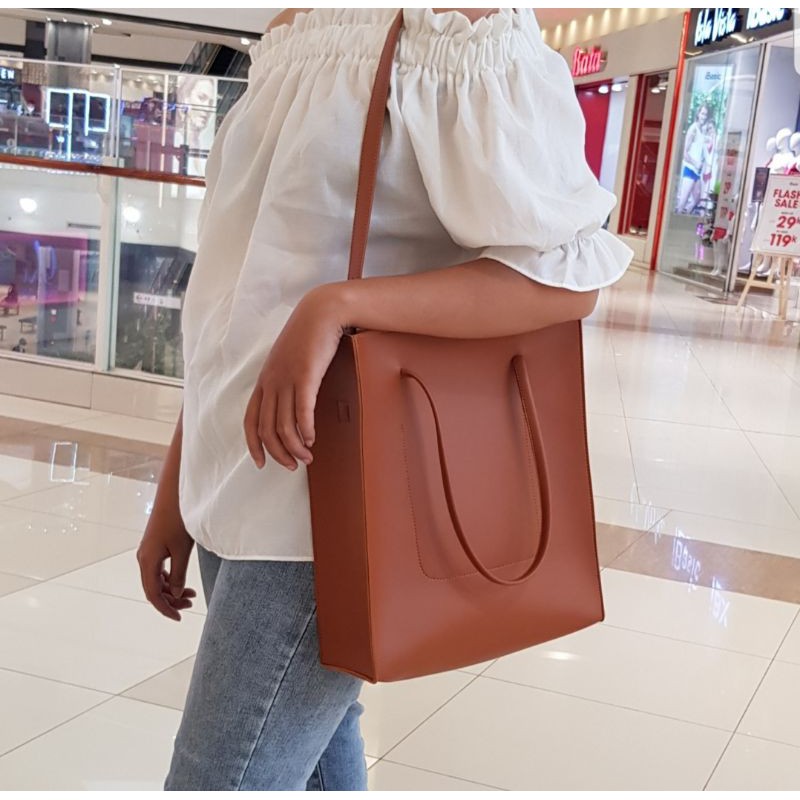 Túi Tote da hộp chữ nhật vừa A4 (Loại dày có khóa kéo)