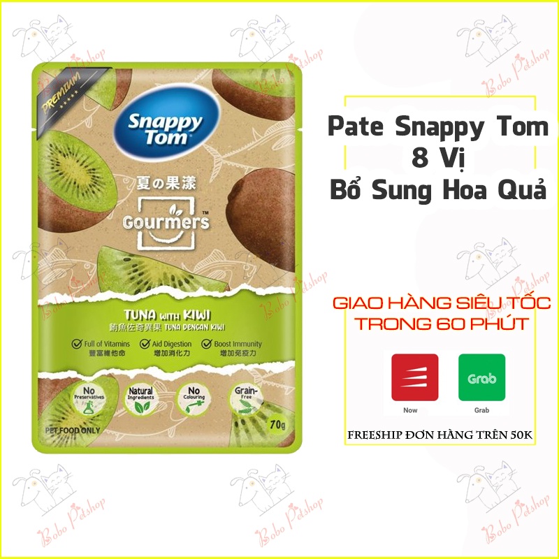 Pate Snappy Tom Gourmers Cho Mèo Sành Ăn Bổ Sung Trái Cây Hoa Quả Gói 70g  - Bobo Pet Shop Hà Nội