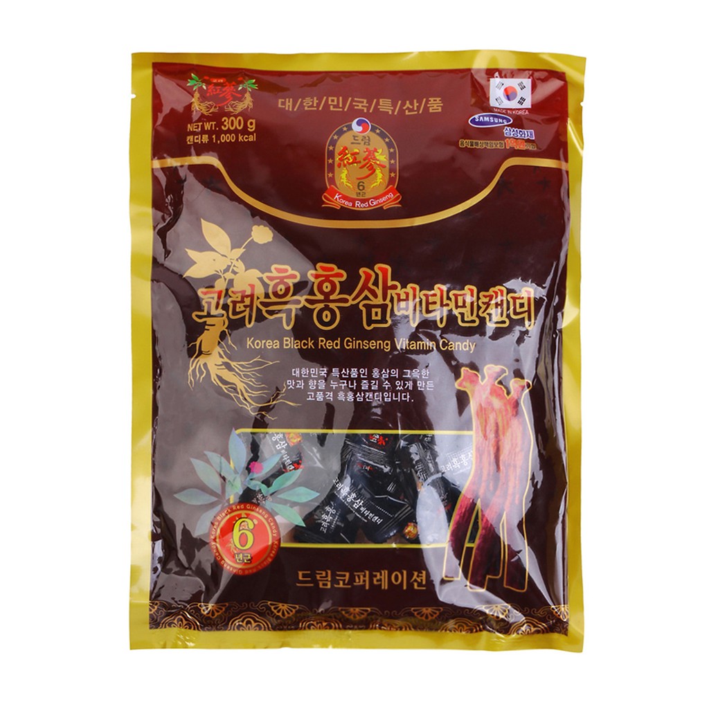 {HSD 12/23} Kẹo hắc sâm Korea Black Red Ginseng Vitamin Candy 300g (kẹo sâm)