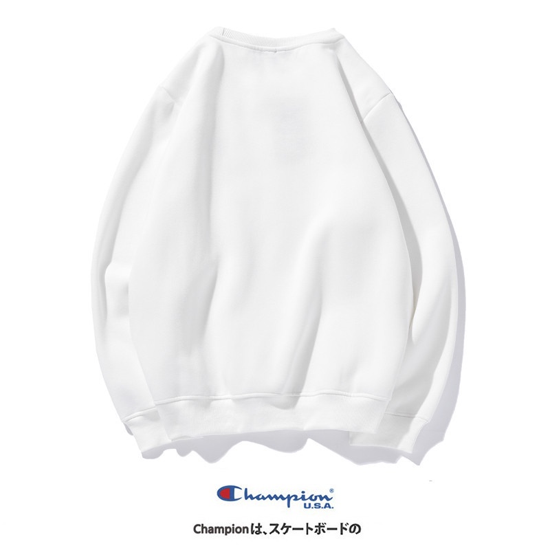 Áo Sweater Cotton Cổ Tròn Thêu Chữ CHAMPION Thời Trang Đường Phố Cho Nam Và Nữ