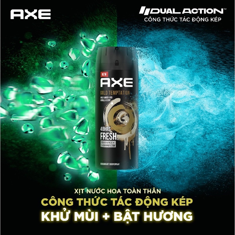 Combo 2 Xịt khử mùi toàn thân nam AXE Gold Temptation 150ml x 2 chai hương nước hoa