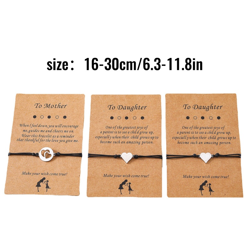 Flgo set 3 Vòng Tay Hình Trái Tim Rỗng Ghép Khắc Chữ Cho Mẹ Và Con Gái