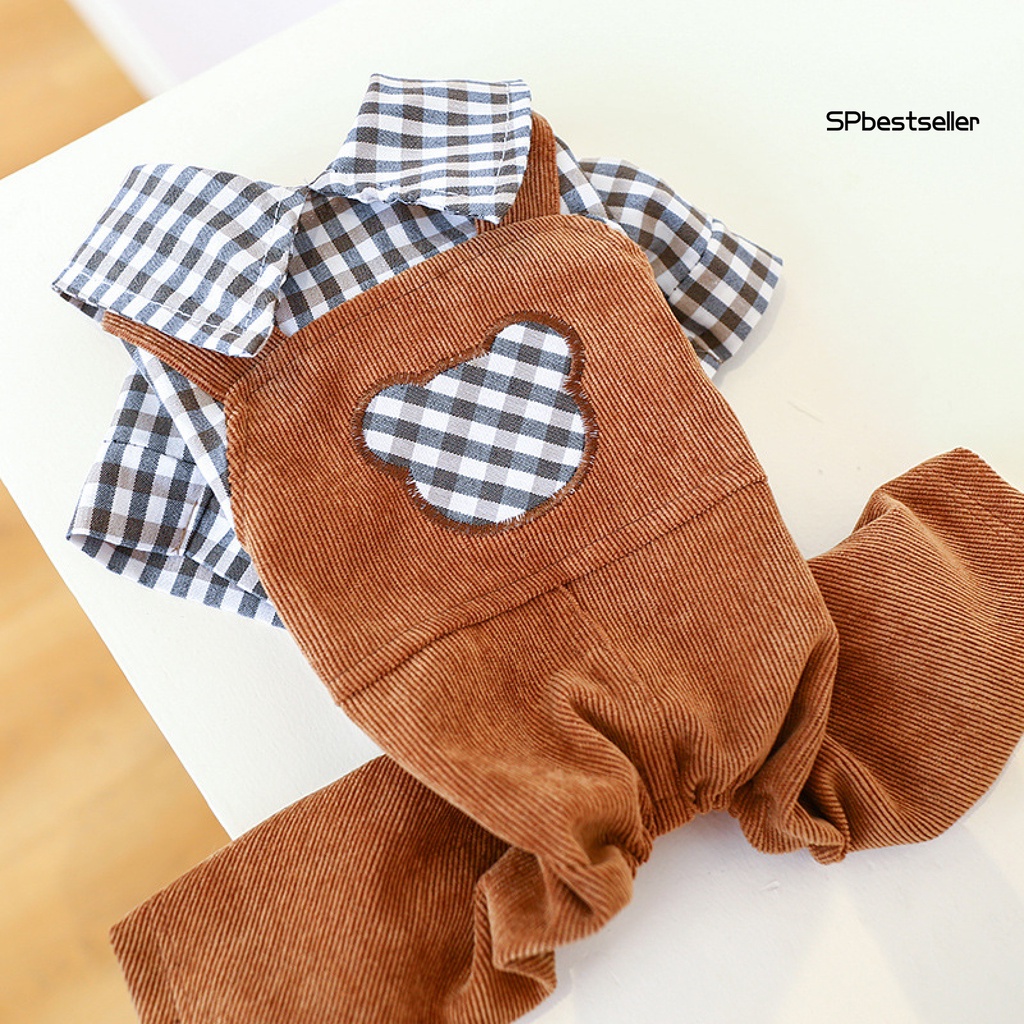 Quần yếm họa tiết kẻ sọc giữ ấm cho thú cưng