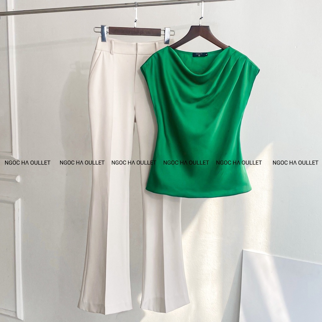 Áo sơ mi công sở nữ, sơ mi kiểu, ngắn tay nữ, chất liệu lụa cao cấp NGỌC HÀ Design L-A003 | BigBuy360 - bigbuy360.vn