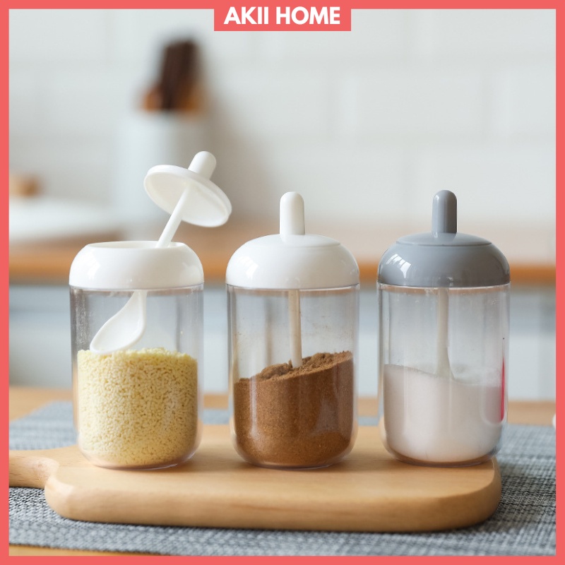 Lọ Đựng Gia Vị Kèm Thìa, Chất Liệu Nhựa ABS Cao Cấp Bền Đẹp, An Toàn Khi Sử Dụng Akii Home NB79