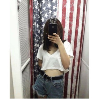 ÁO CROPTOP CỔ TIM ĐEN TRẮNG - (Sp sẵn)