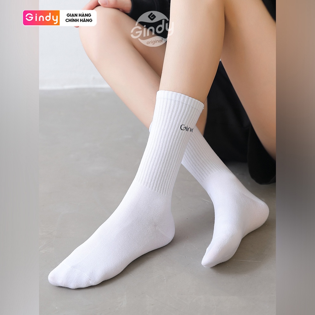 Vớ tất Unisex GINDY nam nữ dáng cổ cao chất liệu cotton vải co giãn bốn chiều T006