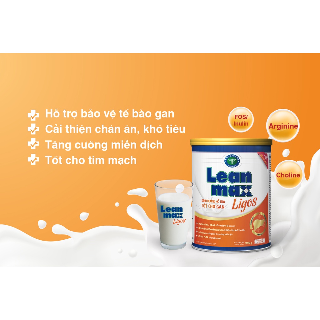Sữa bột LeanMax Ligos hộp 400g - 900g hỗ trợ bảo vệ tế bào gan