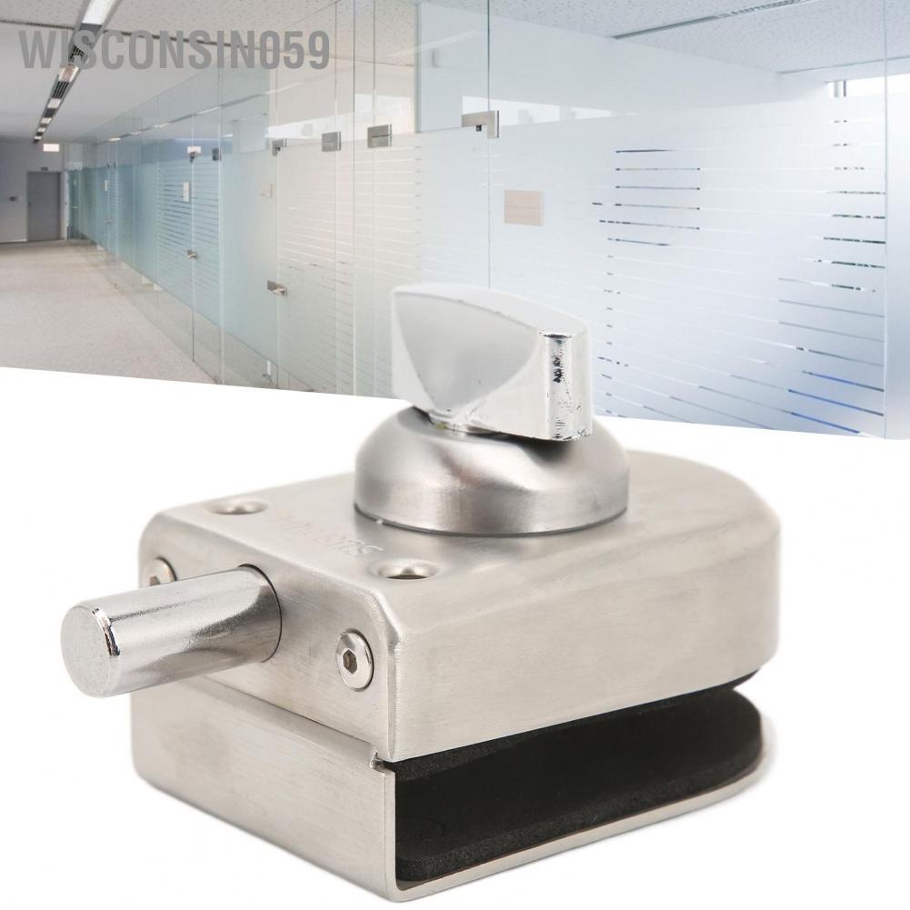 Wisconsin059 10‑12mm Frameless Single Glass Door Lock Stainless Steel Push Sliding for Shopping Mall Apartment