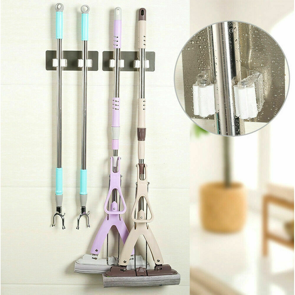 Móc dán tường giá đỡ treo chổi và cây lau nhà