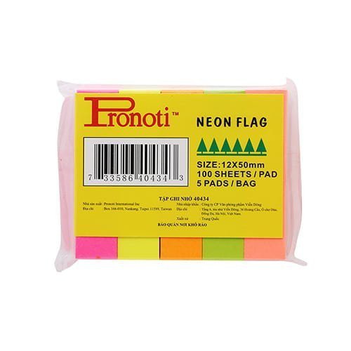 Giấy nhớ - Giấy Note Pronoti 5 màu Neon Flag Sản phẩm được làm từ chất liệu giấy tốt, bền, hạn chế phai màu.